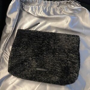 Giuseppe Zanotti Kira Shearling Sherpa Berber Leather XL Clutch EW Bag Black